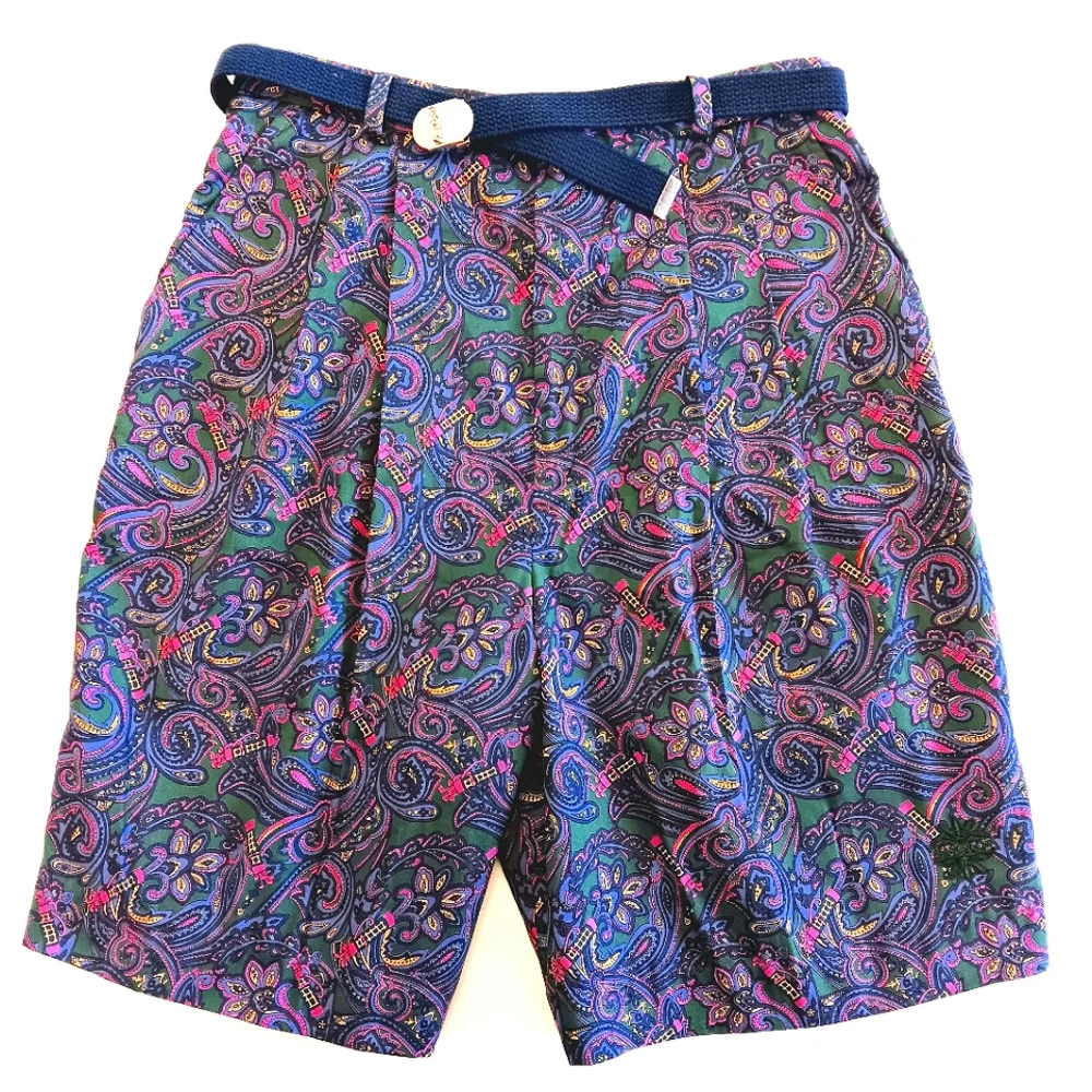 Vintage high waist pleated cotton golf Bermuda shorts. Sz 12. Jean Bell